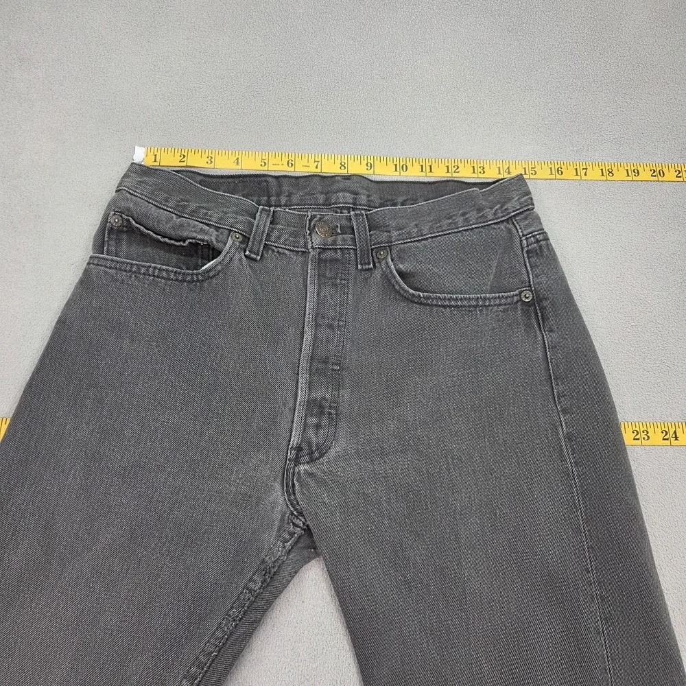 Vintage Levis 501 Jeans Mens Gray Straight Button Fly Faded 90s Fits 28x29